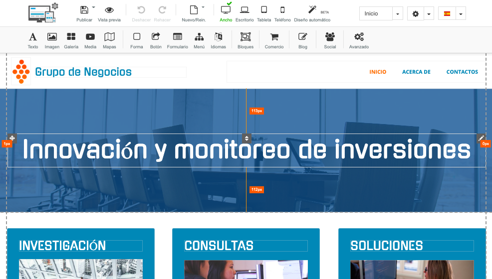 Creando un sitio web fácil con nuestro constructor